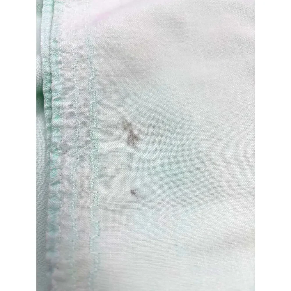 Vintage Hemstitched Pair of Mint Green Square Table Linens Tablecloths 1960s
